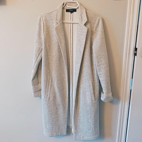 LIGHT GREY LONGLINE COAT - Picture 2 of 4